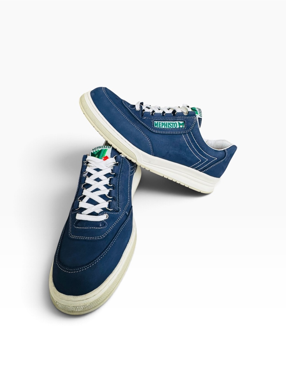 Mephisto Match Blue Nubuck Leather Lace Up Comfort Walking Sneakers Size 10